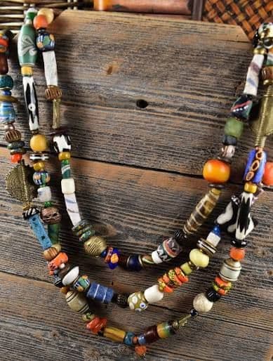 Colorful African Trade Bead Necklace or Wrap Bracelet